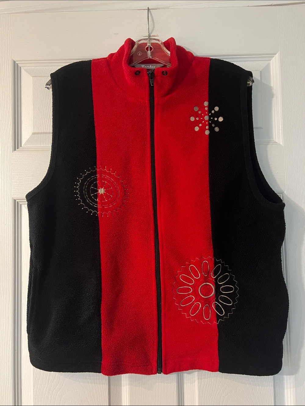 TanJay Red and Black Fleece Zip Vest